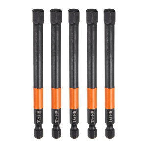 5個入りH8六角ヘッドドリルビットレンチ8mmメトリックフラット先端1/4"100mm(4")長さ磁気黒リン酸塩ネジドライバーソケット産業用ドライバーパワービット