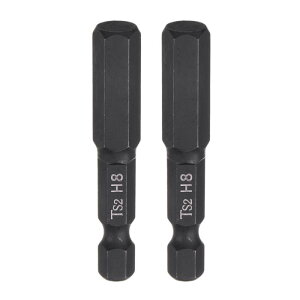 2個 H8 六角ヘッド ドリルビット レンチ 8mm メトリック フラット先端 1/4" 六角シャンク 50mm (2") 長さ マグネット 黒 リン酸塩 六角 スクリュードライバーソケット インダストリアル スクリュー