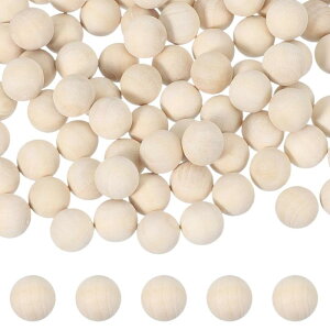 100個 木製ボール 0.5"(12mm)未塗装 自然な分割木製ボール ペイントDIYクラフトアートプロジェクトパーティー装飾用 木製ハーフスフィア 木 色