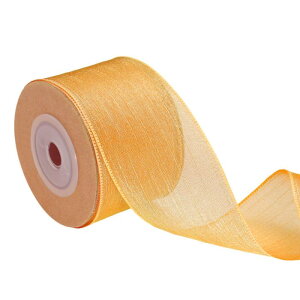 ワイヤードシアーリボン、1-1/2インチ×10オレンジメタリックシアーワイヤーリボン、DIYクラフトギフトラッピングウェディングホームパーティー装飾用のシルキーファ ブリック