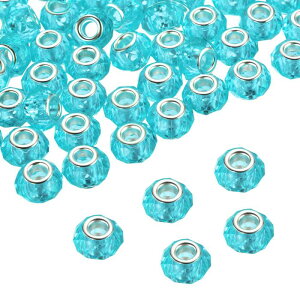 100個 欧州製大穴ビーズ14mmバルク大穴スペーサービーズアクリルクラフトスペーサー装飾 DIYネックレスブレスレットジュ エリーメイキング用 ディープレイクブルー