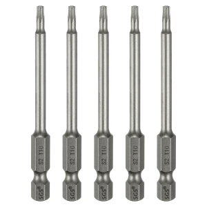5個セットT10トルクスヘッドスクリュードライバービット1/4"六角シャンク3"(75mm)長磁気なし穴先タンパープルーフ6角スタースクリュードライバードリルビットS2鋼産業用パワースクリュー