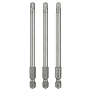 3個T30 トルクスヘッド スクリュードライバービット 1/4" 六角シャンク 4" (100mm) 長さ 磁気付き 穴なし テンパープルーフ 6角 スタースクリュードライバードリルビット S2鋼 インダストリアルパ