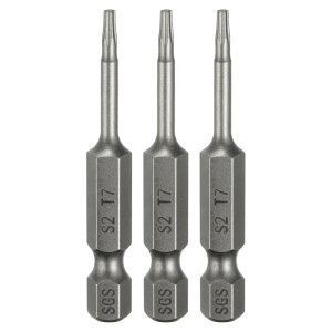 3個セットT7トルクスヘッドスクリュードライバービット1/4"六角シャンク2"(50mm)長磁気なし穴先タンパープルーフ6角スタースクリュードライバードリルビットS2鋼産業用電動ドライバー