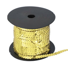 100ヤードフラットシーケンストリム、6mmパレットシーケンスストリングリボンロールスパングルフラットシーケンストリム、クラフト装飾縫製衣装アクセサリー用、ライト金トーン