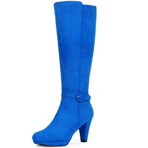 Perphy Chunky Heels Knee High Boots for Women Royal Blue US 9.5/UK 7.5/EU 41