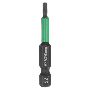 H2.5 フラット六角ヘッドスクリュードライバービット 2.5mm メトリック先端 1/4" 六角シャンク 50mm (2") 長さ 磁気六角スクリュードリルビットレンチ 黒リン酸塩 S2鋼 パワードライバーソケット