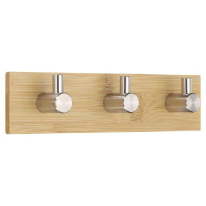 木製壁掛け用セルフアドヒーシブフックタオルハンガー ビーデューティーフックベッドルームキッチンバスルームコートローブ シルバー(四角形 トリプルフック)