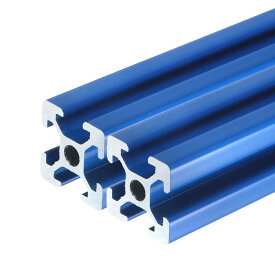Tスロット2020アルミ押出プロファイル250mm 10インチ 欧州規格アルマイト処理済みブルーリニアレール押出フレーム（3Dプリンター CNCマシン用）2個