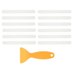 12個 滑り止めバスタブステッカー 防滑シャワーステッカー シャワートレッドストリップ形状 アップリケとスクレーパー付き バスタブ シャワー 階段用 ホワイト