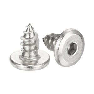 M5×10mm(50個パック)フラットラウンドソケットヘッドスクリュー ステンレス鋼自己攻釘全ねじ六角ソケットキャップスクリューボルト 木製家具用