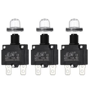 3�� 10A �v�b�V���{�^�����T�[�L�b�g�u���[�J�[�A125/250V AC 32V DC �蓮�� �Z�b�g���T�[�}���ߕ��וی쑕�u�A�h���{�^���L���b�v�t��
