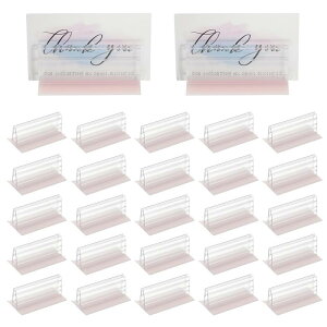 PATIKIL 3 x 1.6" 粘着ベースサインホルダー 25個 ミニくしゃみガードホルダーアクリルパネルホルダー タグ カード 写真 固定と整列用 透明