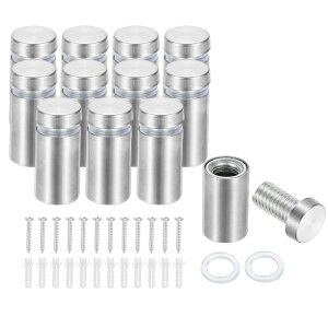 PATIKIL 1/2インチ x 1インチ スタンドオフスクリュー、12個 ステンレススチール ウォールマウント サインスタンドオフ マウンティングハードウェア 広告用ネイル アクリル額縁掛け用 シルバー