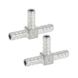 RATCHROLL 304ステンレススチールホースバーブフィッティング15/64" T字型3ウェイコネクター エアー 水 油 ガス 燃料用2個シルバートーン