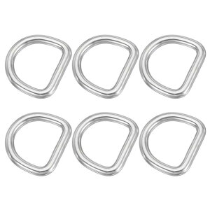 PATIKIL Dカン 5x25x22 mm D型カン 手芸用カン 304ステンレス鋼製 金具 多目的 DIY装飾 ベルト 工芸品 吊り下げ物 犬用リーシュ用 シルバートーン 6個
