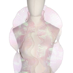 PATIKIL 10ヤード レトロオーガんザ布トリムチュール装飾用ラッフルレースボーダー DIY裁縫ドレスバッグ衣装トリミングクラフトケーキデコレーション グラデーションピンク