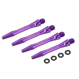 PATIKIL アルミニウムダーツシャフト35mm、4個入り2BAスレッドダーツステム交換用アクセサリー、スチールチップ用ラバーリング付き、パープル