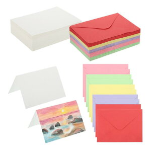 PATIKIL 5x7インチのじゅん綿すいさいカード、100個の封筒付きポストカード92lb/250 G S M、アートペイント創造的な感謝ノート、5色