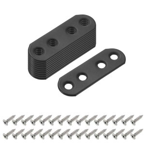 10個 フラットなストレート括弧 55mm x 5mm アイアンブレースプレート ネジ付きメンディングプレート 木製家具用 接合括弧コネクタ 黒