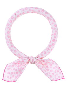 Elerevyo Women's Floral Printed Blended Cotton Scarves, 21.7x21.7 Small Square Flowers Headscarf Neckerchief Mini Flower-Light Pink