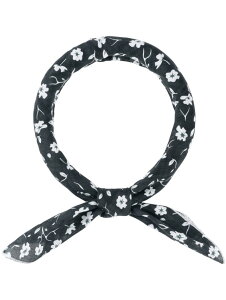 Elerevyo Women's Floral Printed Blended Cotton Scarves, 21.7x21.7 Small Square Flowers Headscarf Neckerchief Black Mini Flower
