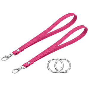 2個のリストレットストラップ PUレザーリストランヤードキーチェーンハンドストラップ ローズレッドの電話ケース キー 財布 財布用のサークル リング付き交換品