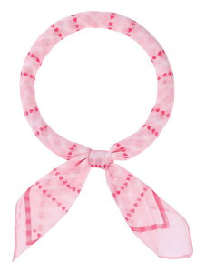 Elerevyo Women's Floral Printed Cotton Blended Scarves, 21.7" Small Square Flowers Headscarf Neckerchief Stripes Hearts-Pink