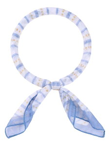 Elerevyo Women's Floral Printed Cotton Blended Scarves, 21.7 Small Square Flowers Headscarf Neckerchief Stripes Hearts-Gray Blue