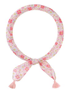 Elerevyo Women's Floral Printed Square Scarves, 23.6X23.6" Flowers Tassel Gauze Headscarf Neckerchief Flower-3-Pink