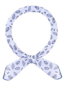 Elerevyo Women's Floral Printed Blended Cotton Scarves, 21.7x21.7 Small Square Flowers Headscarf Neckerchief Mini Leaf-White