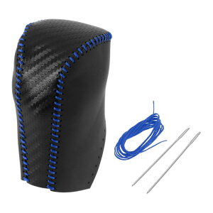 VekAuto Toyotaに対応RAV4 2013-2016用のカーボンファイバーパターンブラックブラックブルーマイクロファイバーレザーギアシフトノブカバーカースティックシフトハンドルプロテクター