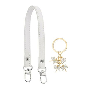 PATIKIL レザーパースハンドルストラップ 13"レザーパースストラップ交換用DIY女性クラッチバッグハンドバッグトップハンドルストラップ修理アクセサリー ドラゴンフライキーチェーン付き