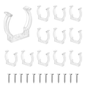 T12 Uクリップホルダーブ ラケット蛍光管ライト器具プラスチックパイプクランプLED電球天 井ランプ用ネジ付き クリア 12個入り