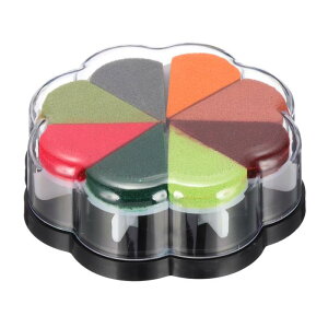 PATIKIL クラフトインクパッド 花びら形 レインボーフィンガースタンプインクパッド スタンピングカード作り スク ラップブッキング ペイント用 洗える顔料 ゴム DIY