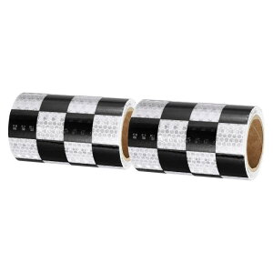 PATIKIL 反射テープ 2ロール3 "×10フィート 防水自己粘着性の高い視認性注意警告安全テープ トレーラー 車用 アウトドアリフレクター 黒/ホワイト