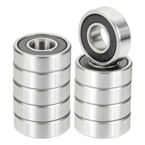 PATIKIL R4-2RS 深溝玉軸受 1/4" x 5/8" x 3/16" 10個パック ダブルゴムシールミニチュアベアリング 電動モーター産業機械用 黒&シルバー