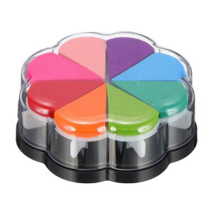 PATIKIL クラフトインクパッド 花びら形 レインボーフィンガースタンプインク パッド スタンピングカード作り スク ラップブッキング ペイント用 洗える顔料 ゴム DIY