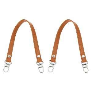 PATIKIL レザーパースハンドルストラップ 2個13"レザーパースストラップ交換DIY女性クラッチバッグハンドバッグトップハンドルストラップ修理アクセサリー 茶色