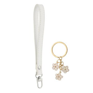 PATIKIL レザーパースハンドルストラップ 7"レザーパースストラップ交換DIY女性クラッチバッグハンドバッグトップハンドルストラップ修理アクセサリー チェリーキーチェーン付き ホワイト