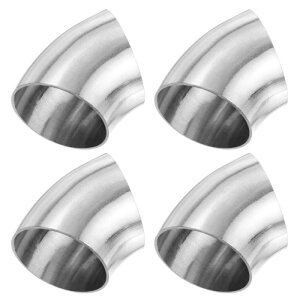 M METERXITY 1.5" OD 45度マンドレルベンドエルボー4個セット 厚さ1.5 mm 304ステンレス鋼排気エルボーパイプ 車両改造排気システム 階段手すりベンド 高さ48 mm