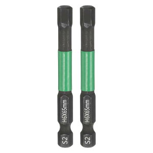 2個 H6 フラット六角ヘッド スクリュードライバービット 6mm メトリック チップ 1/4" 六角シャンク 65mm (2.6") 長さ 磁気六角スクリュードリルビット レンチ 黒リン酸塩 S2 スチール パワードライ