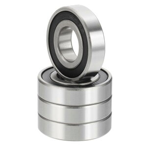 PATIKIL R10-2RS 深溝玉軸受 5/8" x 1-3/8" x 11/32" 4個パック ダブルゴムシールミニチュアベアリング 電動モーター産業機械用 黒&シルバー