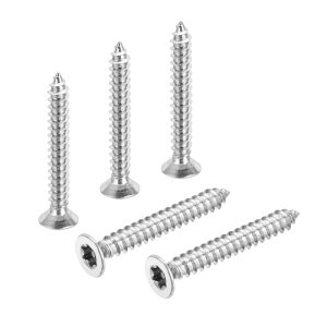 PATIKIL 50個のフラットヘッドトルクス/スタースクリュー M4 x 30mmトルクスドライブ自己攻釘木製スクリューステンレス鋼沈み止めスクリュー T20ビット付き 木材や軟金属用