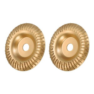 2個 木彫りディスクグラインダーホイール 4" ロータリーツール 彫刻 サンディングディスク ラジアルグラインディングホイール 5/8" アーバー付き 木工 形作り 金色調