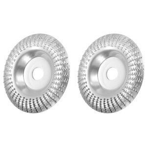 2個 木彫りディスクグラインダーホイール 4" ロータリーツール 彫刻 サンディングディスク ラジアルグラインディングホイール 5/8" アーバー付き 木工 形作り シルバートーン