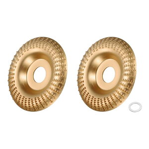 2個木彫りディスクグラインダーホイール4"回転ツール彫刻サンディングディスクラジアルグラインディングホイール7/8"アーバー付き木工成形 金色