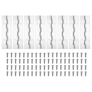 PATIKIL 4x1.2"ピアノヒンジ 8プラバー304ステンレス鋼連続ヒンジ ピアノゲートドア木製収納ボックスキャビネットボート シルバー