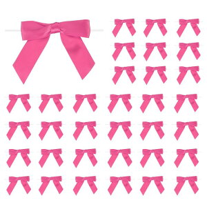 PATIKIL サテンリボン ツイ ストタイ ボウ 3.5" 小型クラフトボウ 50個 DIY ギフトラッピング シャンパンボトル 結婚式 クリスマス 誕生日 デコレーション ピンク