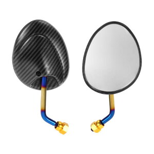 Partuto M8ユニバーサルオートバイリアビューミラー バーエンドサイドミラー マウント可能 アジャスタブル 鉄 プラスチック カーボンファイバーパターンブラック オーバル形状